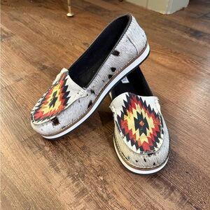 Myra Bag Geometric Patterned Flats in Red and Yellow